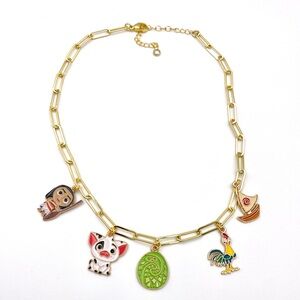 Disney inspired Moana Gold Charm Necklace with Paperclip chain necklace